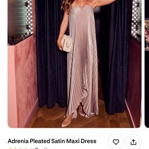 Vici Adrenia Pleated Satin Maxi Dress in Silver